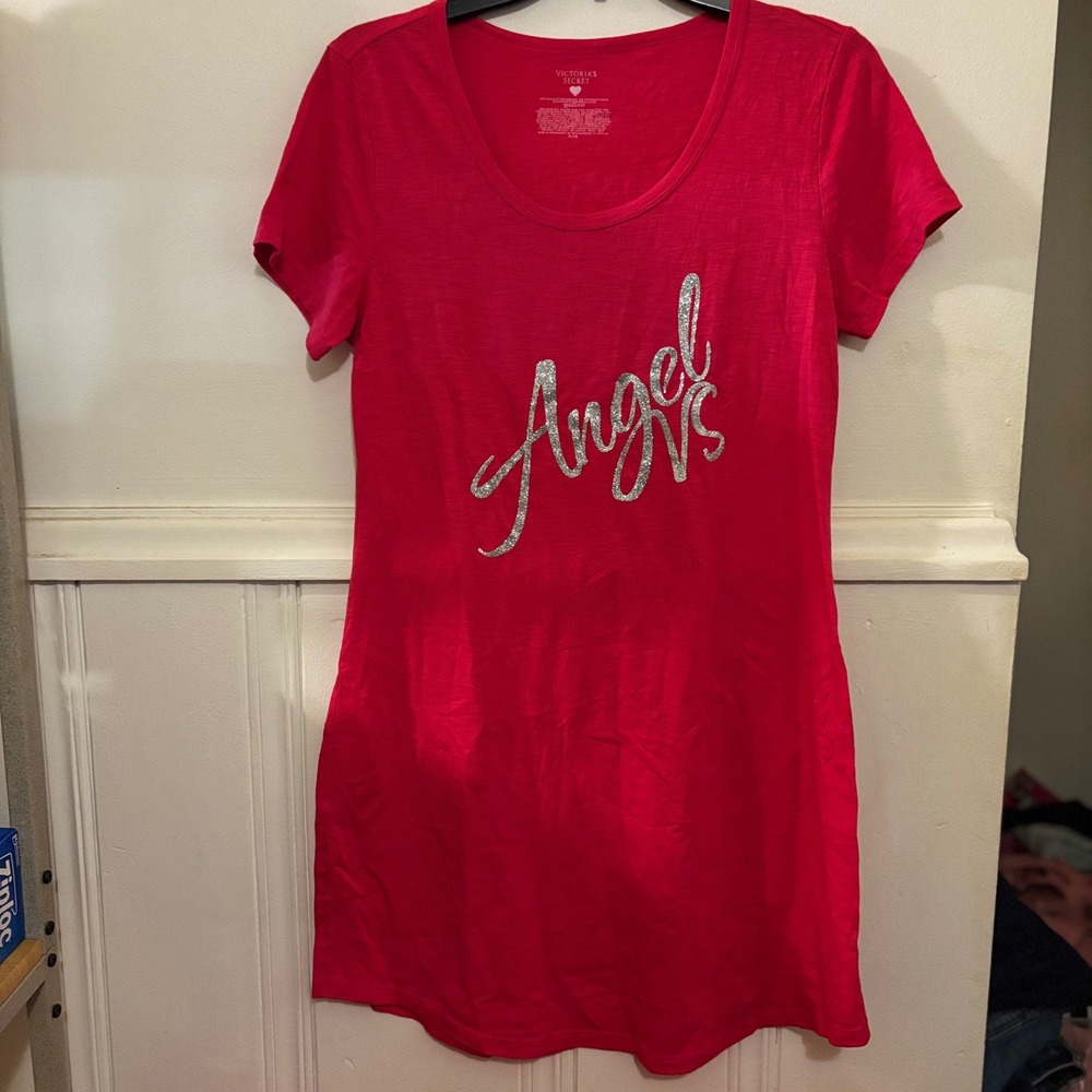 Victoria's Secret Red 'Angel VS' Short Sleeve Sleep Shirt